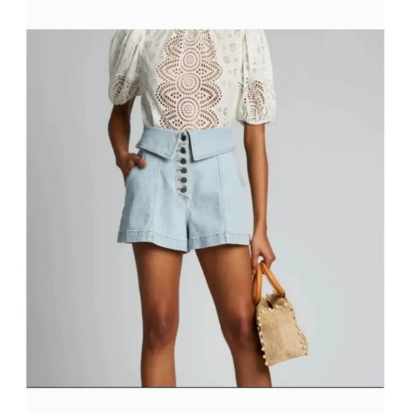 Ulla Johnson Kase Button-Front Foldover Shorts - Picture 1 of 10